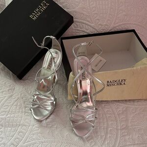 Badgley Mischka Metallic Silver Heels